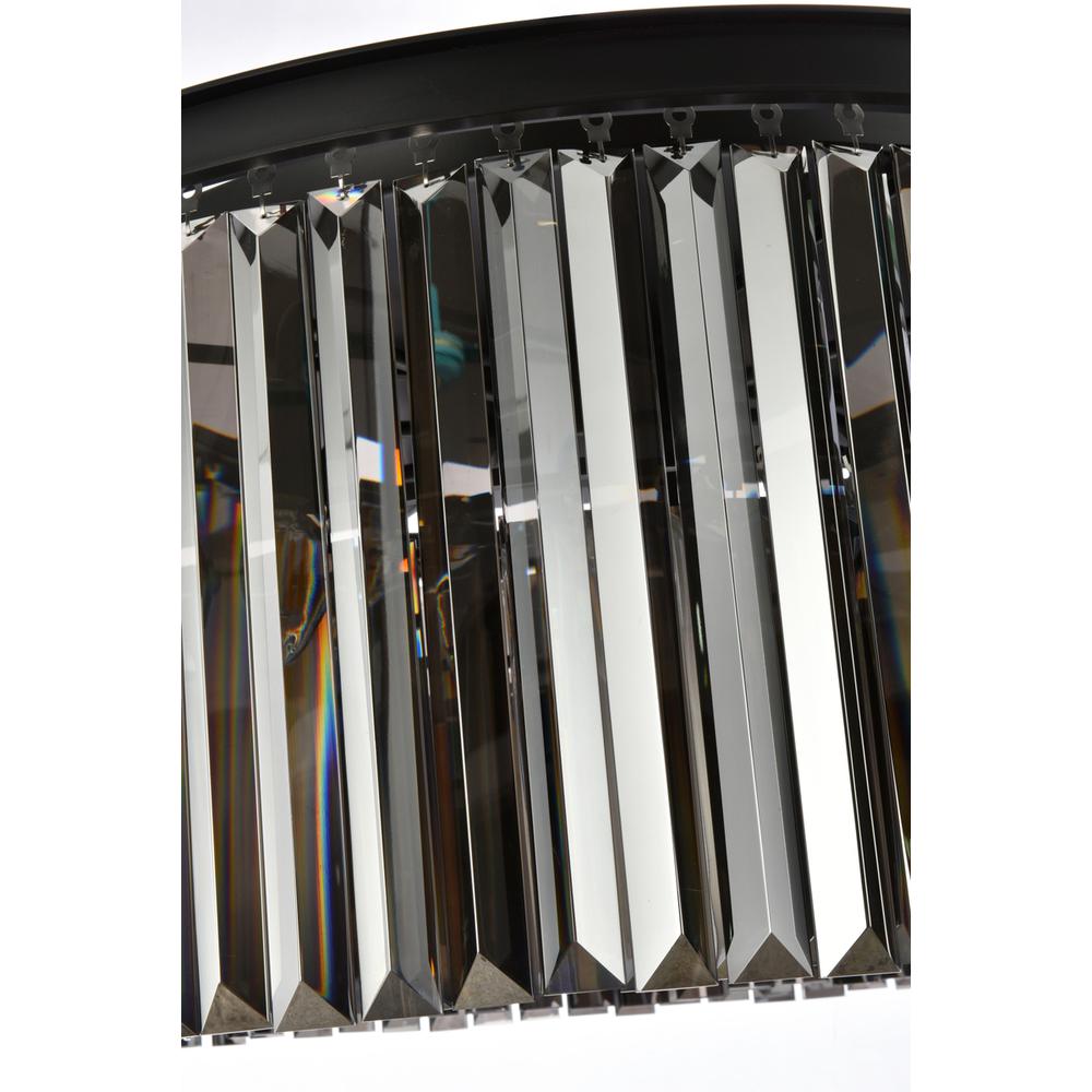 Sydney 8 light Matte Black Chandelier Silver Shade (Grey) Royal Cut Crystal. Picture 5