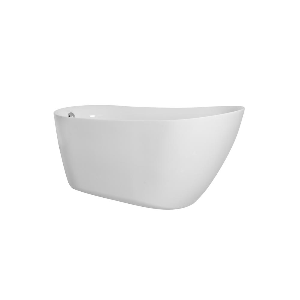 54 inch soaking Single slipper bathtub in glossy white. Picture 8