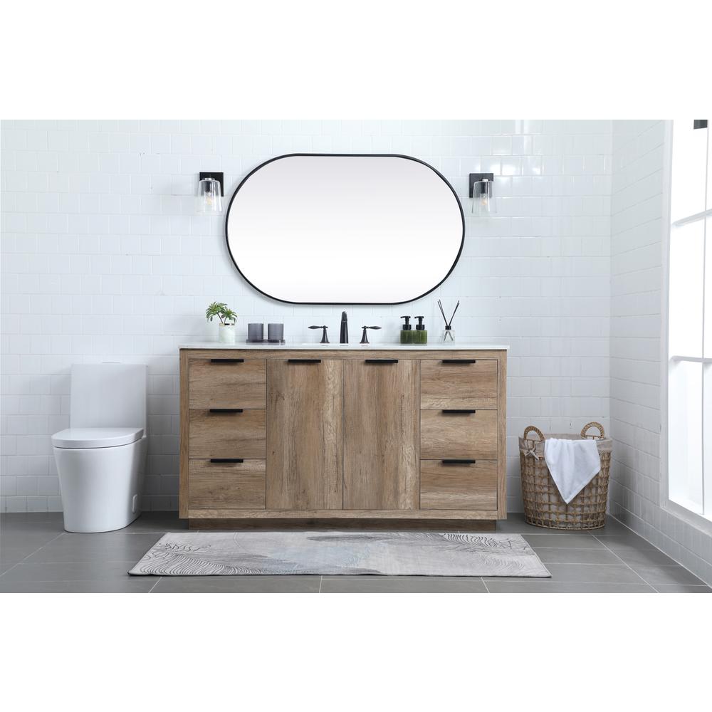 60 Inch SIngle Bathroom Vanity In Natural Oak. Picture 4
