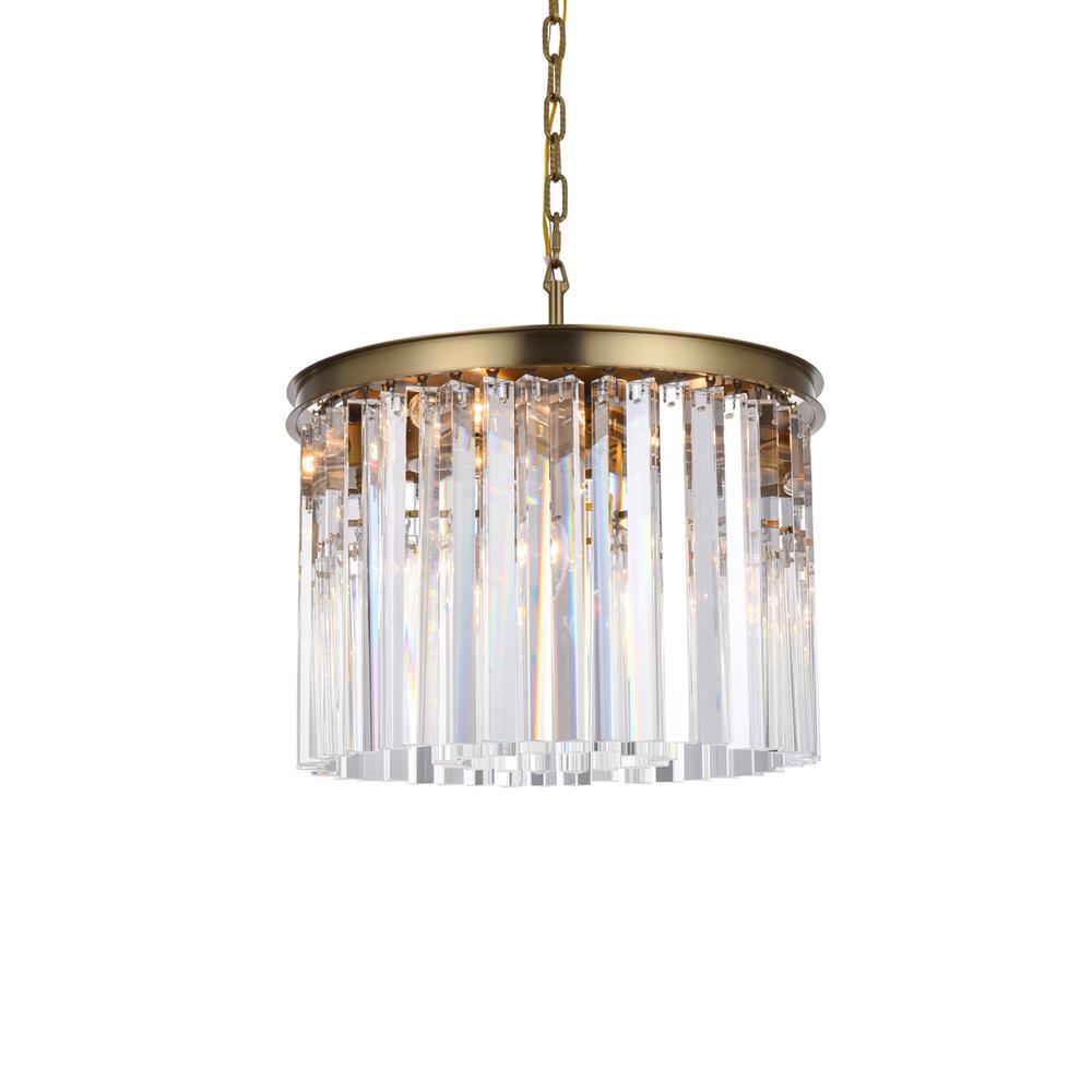 Sydney 20 inch round crystal chandelier in satin gold. Picture 2