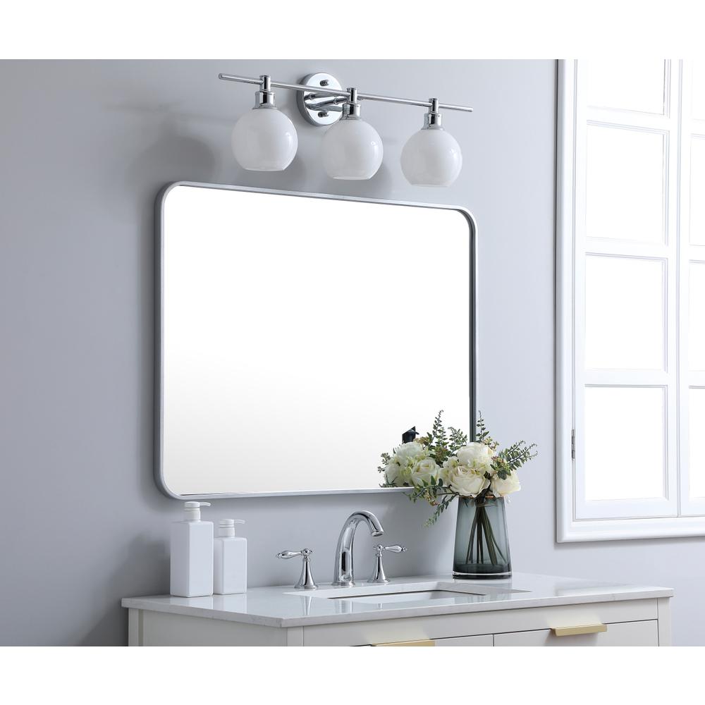Soft corner metal rectangular mirror 27x36 inch in Silver. Picture 2