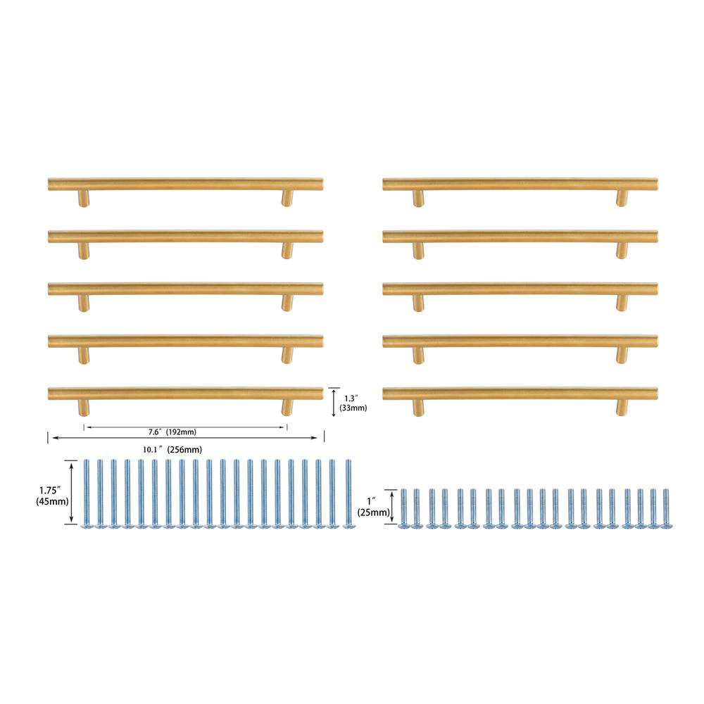 Quinn 7-9/16" Center to Center Brass Bar Pull Multipack (set of 10). Picture 5
