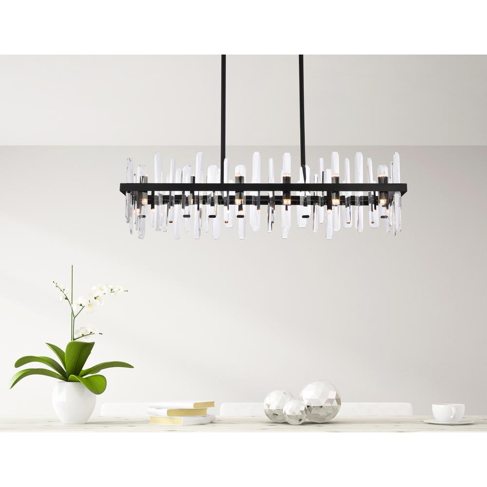 Serena 42 inch crystal rectangle chandelier in black. Picture 8