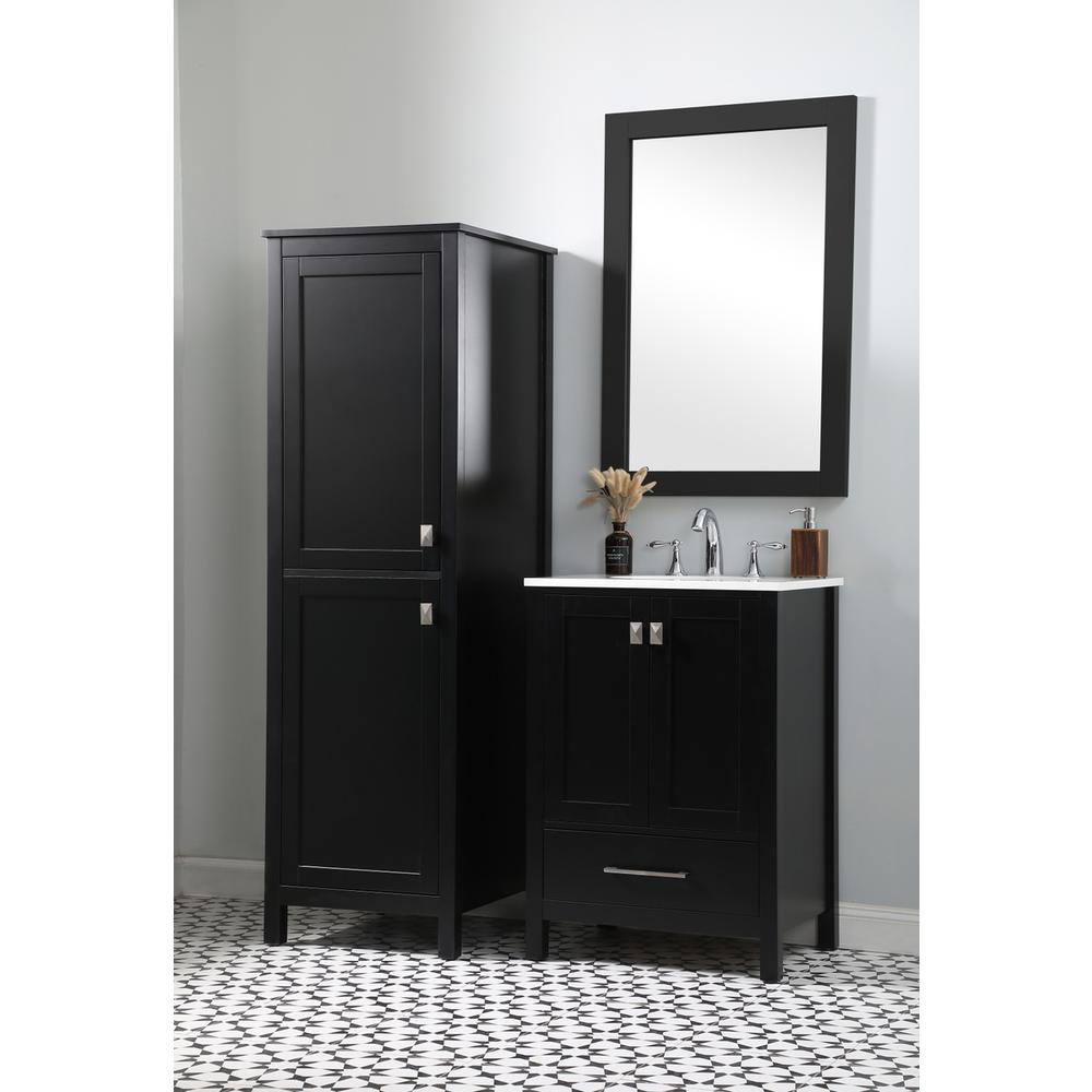 20 Inch Wide Bathroom Linen Storage Freestanding Cabinet In Black. Picture 9
