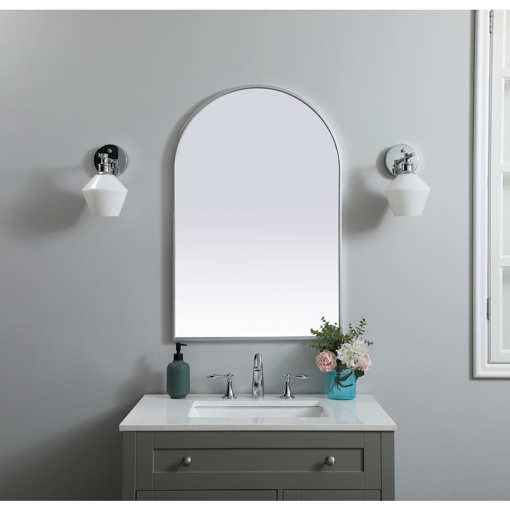 Metal Frame Arch Mirror 24x36 Inch in Silver. Picture 9
