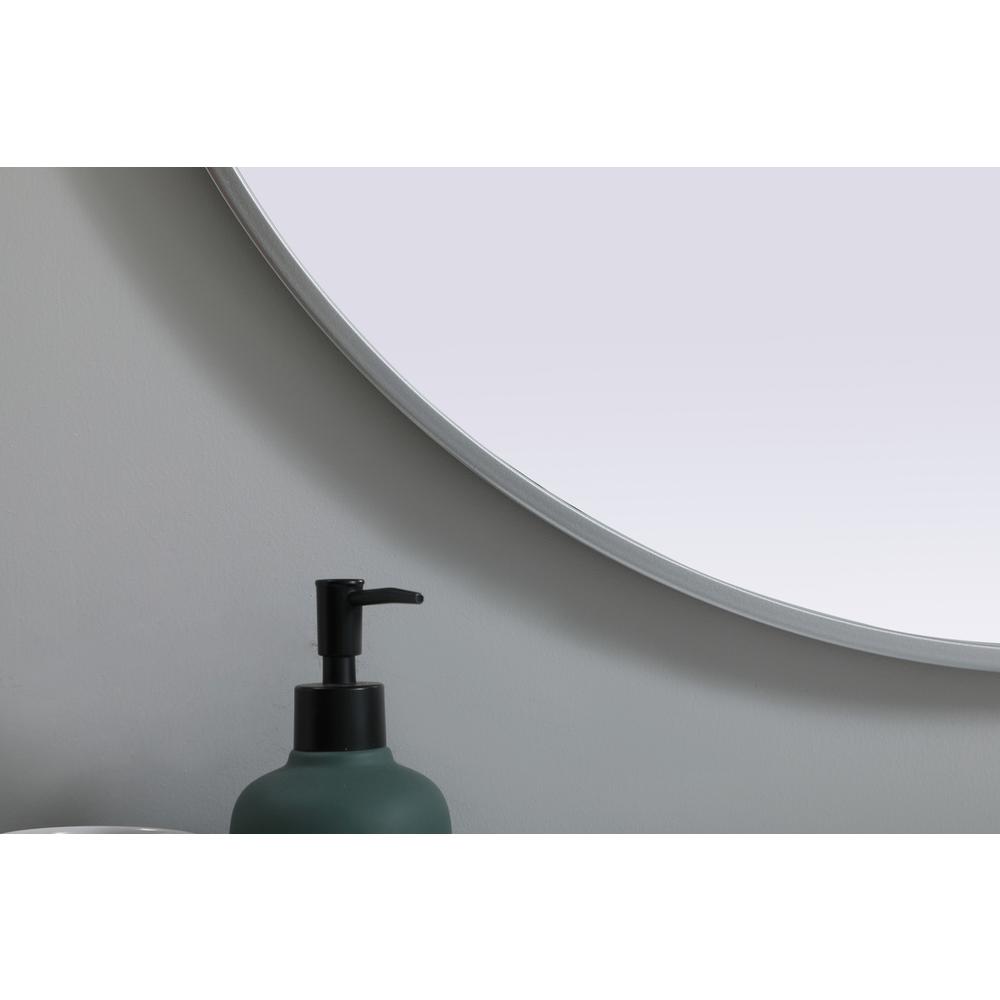 Metal Frame Oval Mirror 30x36 Inch in Silver. Picture 5