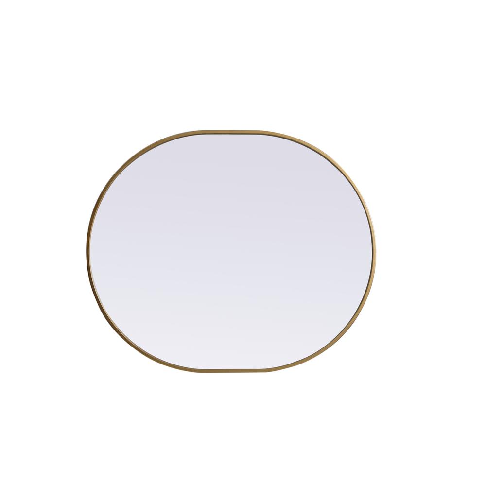 Metal Frame Oval Mirror 30x36 Inch in Brass. Picture 8