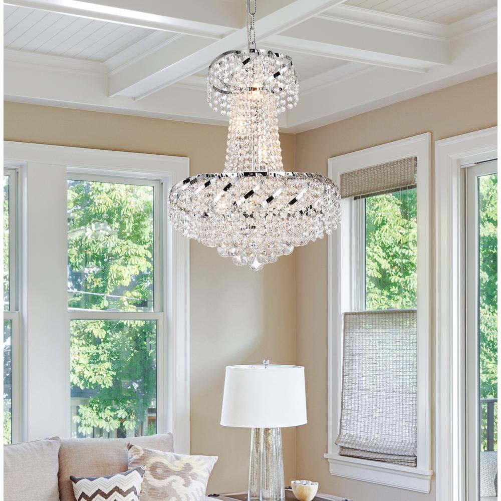 Belenus 6 light Chrome Pendant Clear Royal Cut Crystal. Picture 7