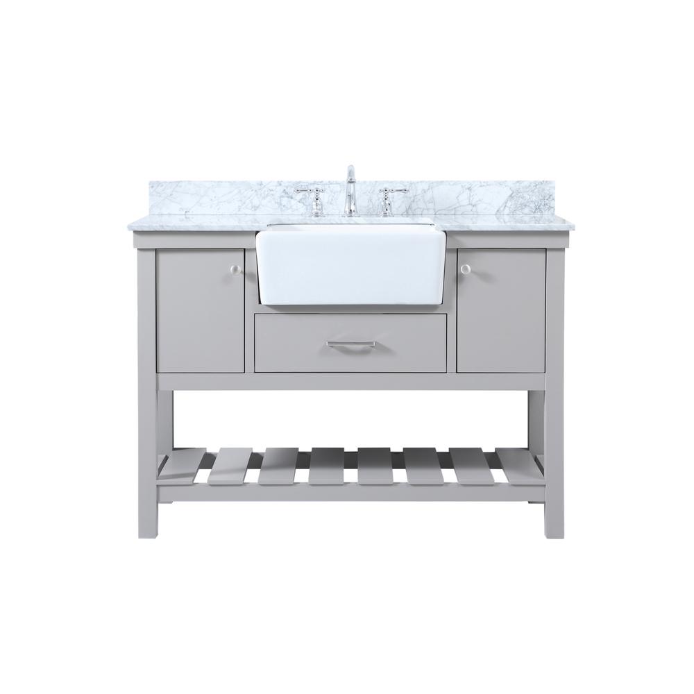 48 inch Single bathroom vanity in grey with backsplash. Picture 1
