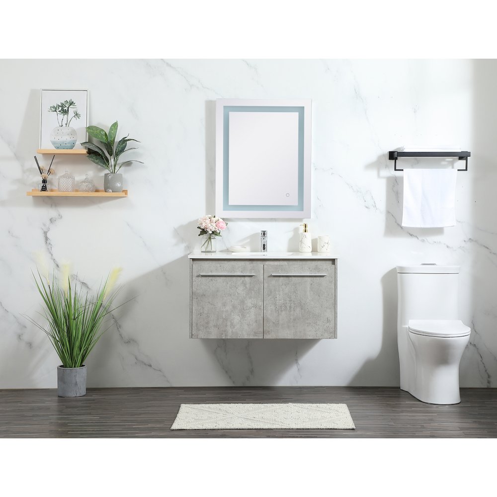36 Inch Single Bathroom Vanity In Concrete Grey. Picture 5