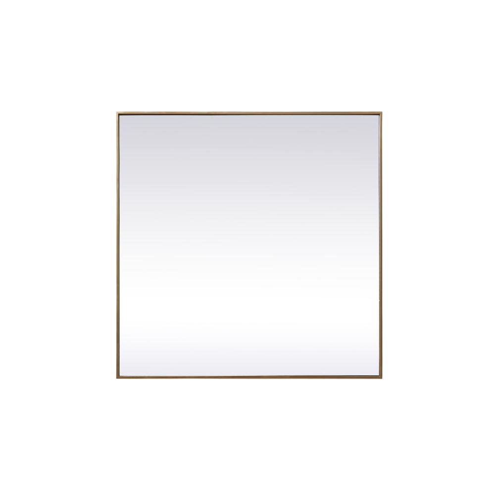 Metal Frame Square Mirror 42 inch in Brass. Picture 1