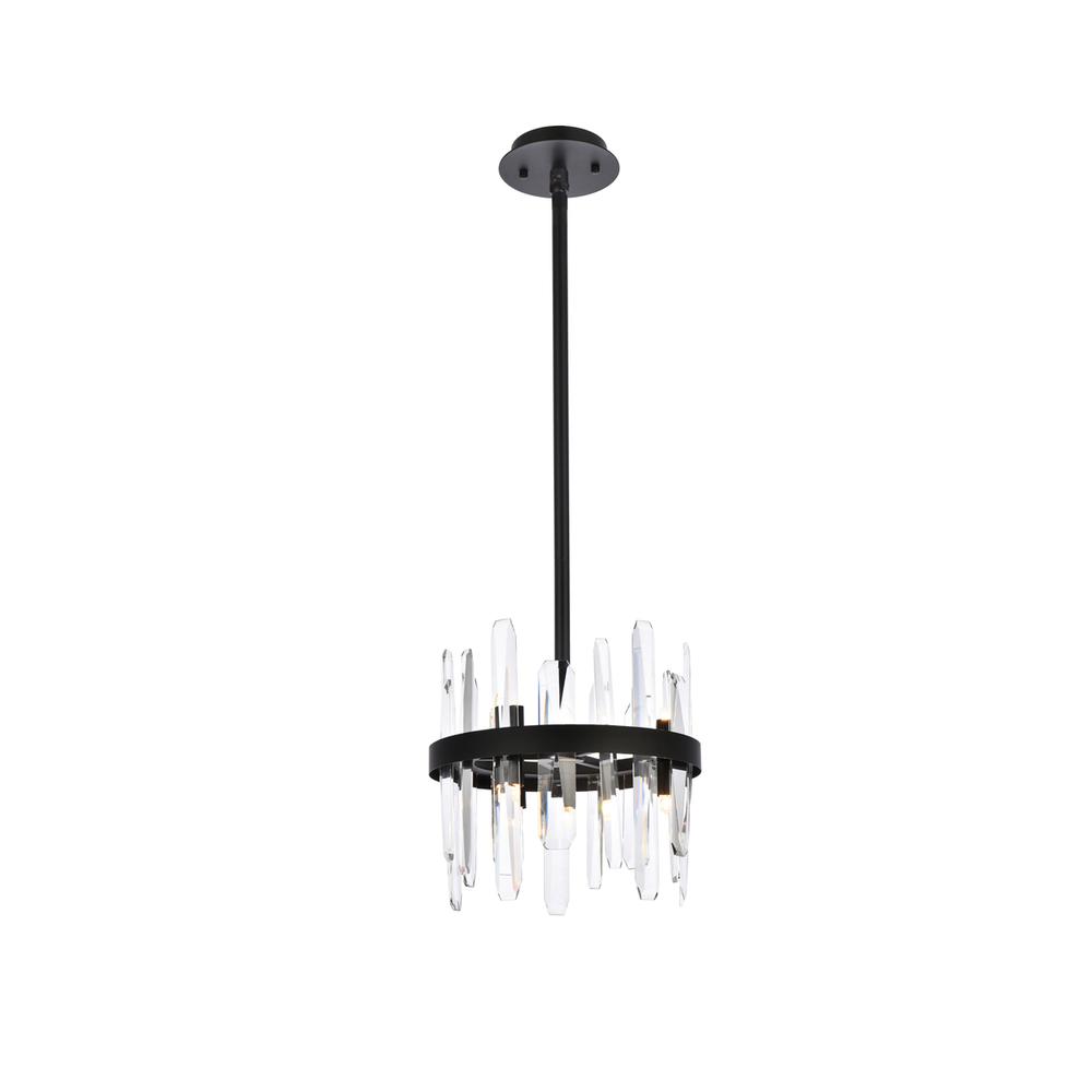 Serena 12 inch crystal round pendant in black. Picture 1
