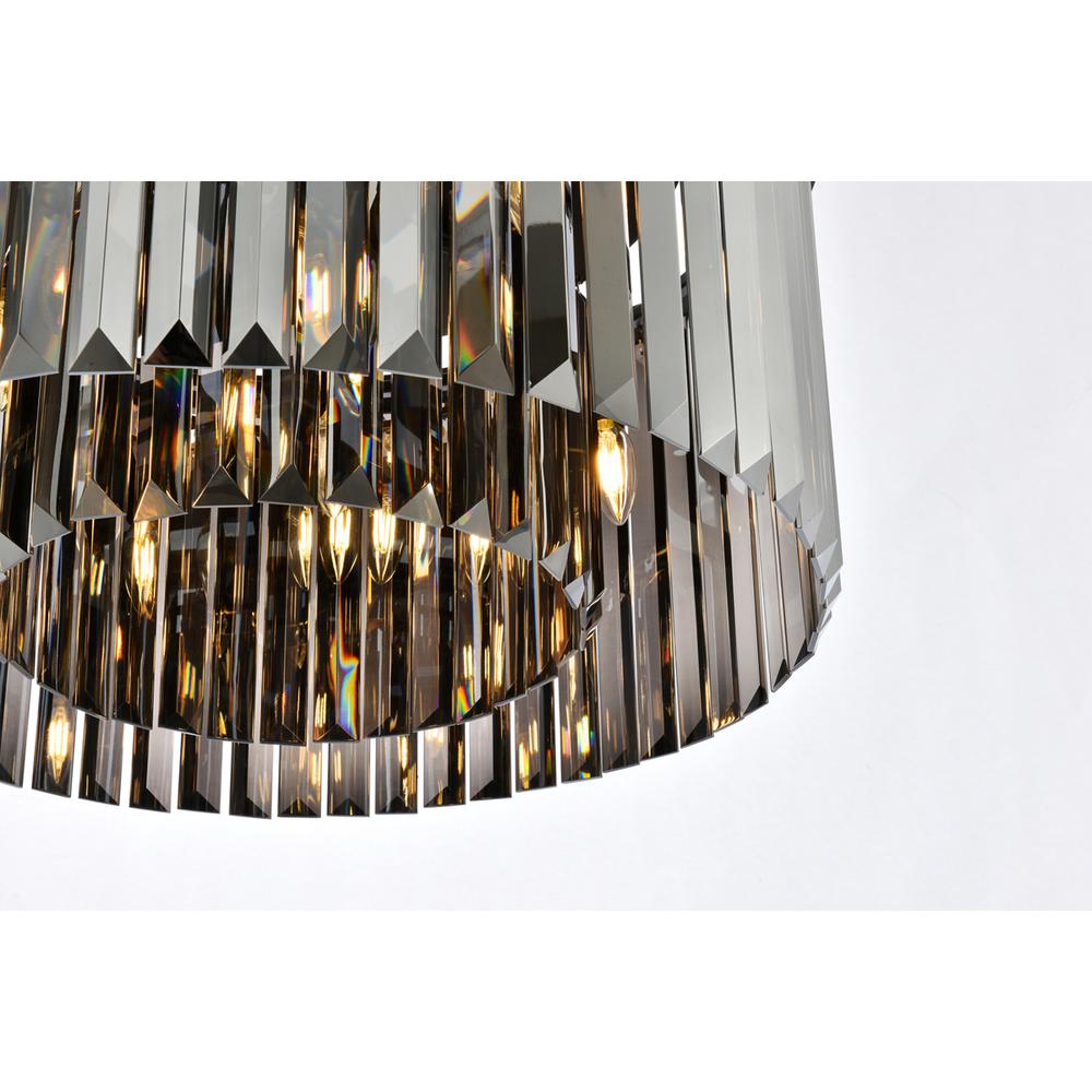 Sydney 8 light Matte Black Flush Mount Silver Shade (Grey) Royal Cut Crystal. Picture 3