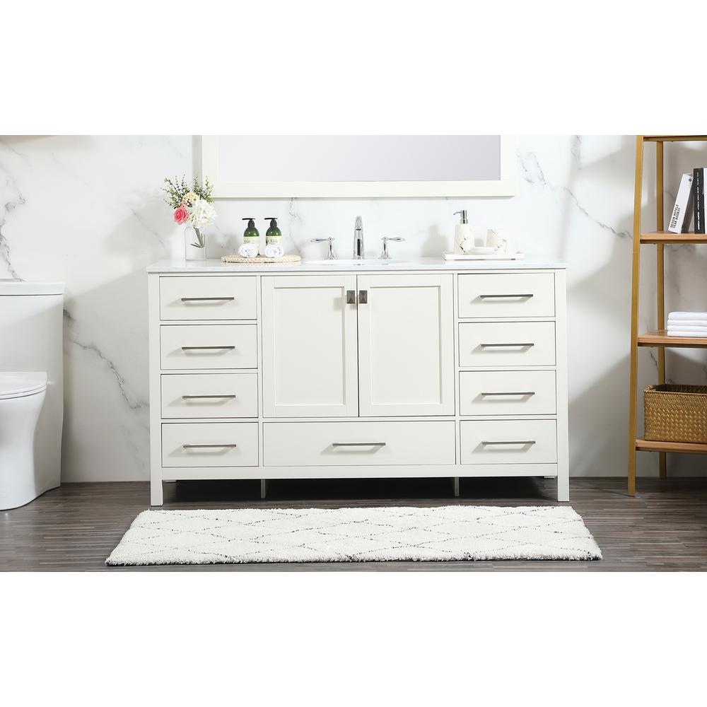60 inch Single bathroom vanity in white. Picture 14