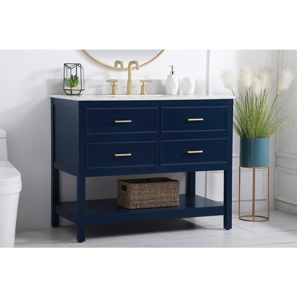 42 inch Single bathroom vanity in blue with backsplash. Picture 2