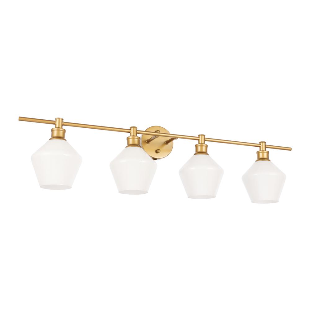 Gene 4 light Brass and Frosted white glass Wall sconce. Picture 12