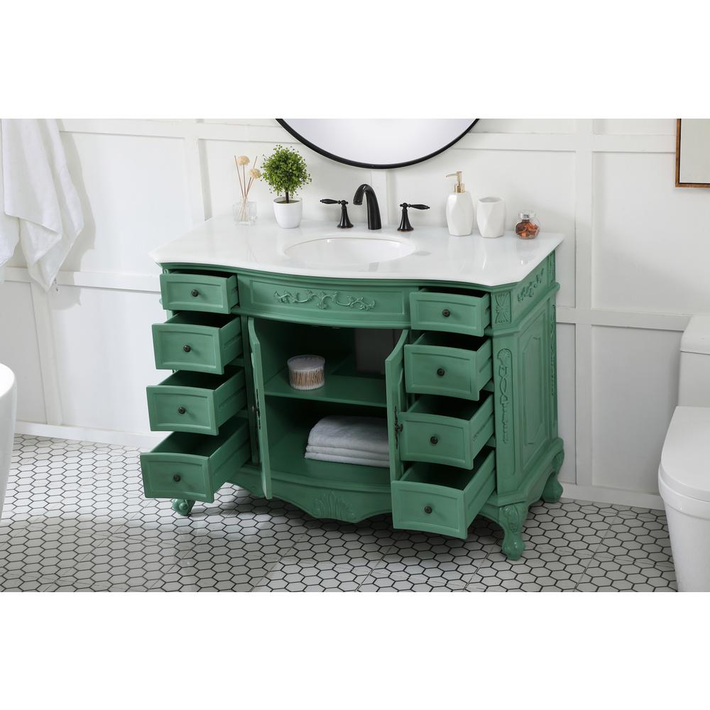 48 inch Single Bathroom vanity in vintage mint. Picture 3