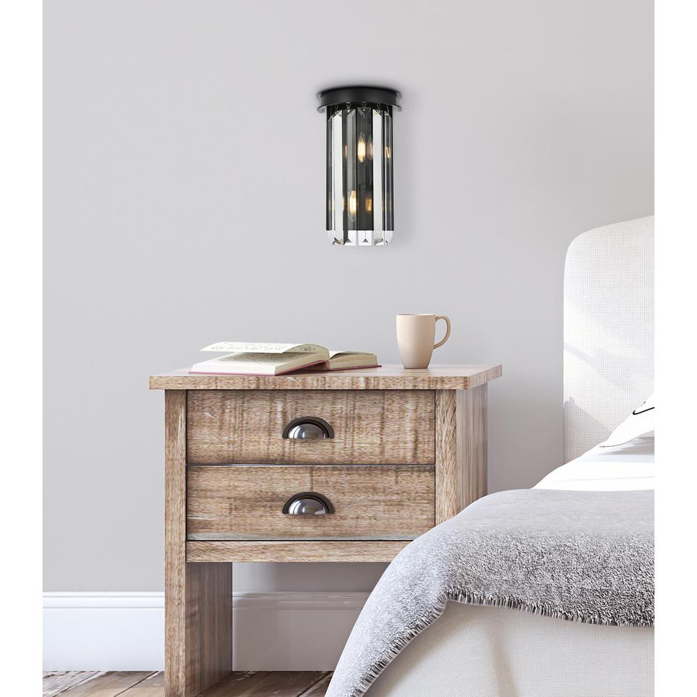 Sydney 2 light Matte Black Wall Sconce Clear Royal Cut Crystal. Picture 7