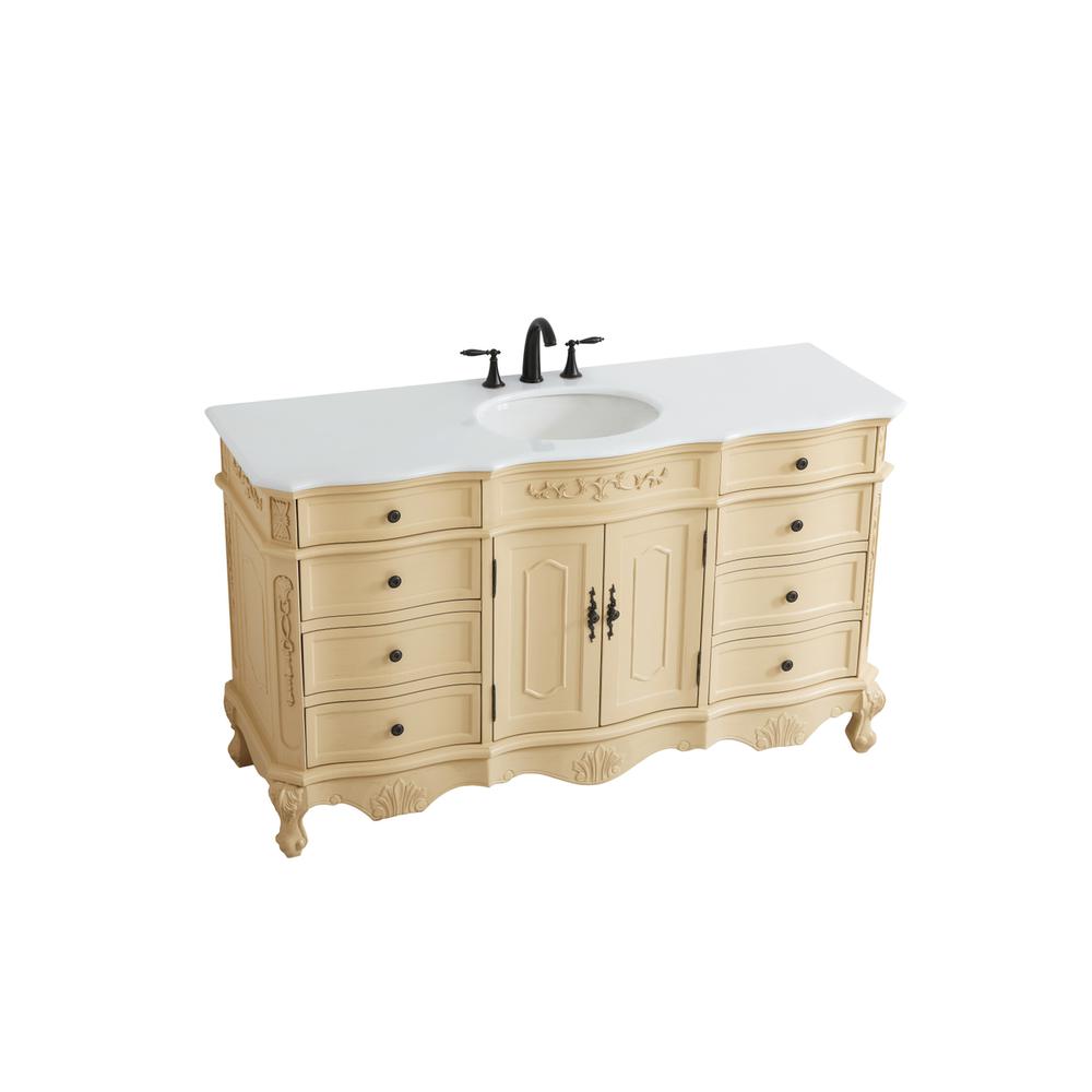 60 inch Single Bathroom vanity in Light Antique Beige. Picture 8