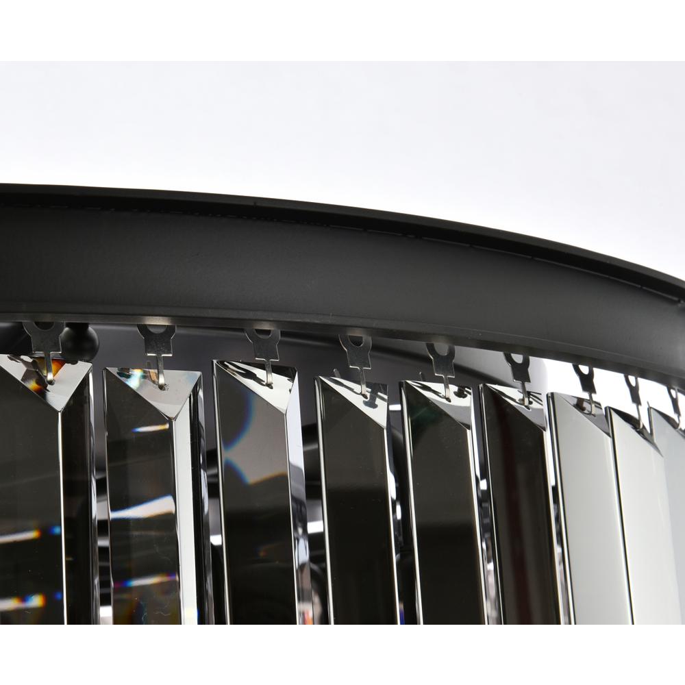 Sydney 6 light Matte Black Flush Mount Silver Shade (Grey) Royal Cut Crystal. Picture 5