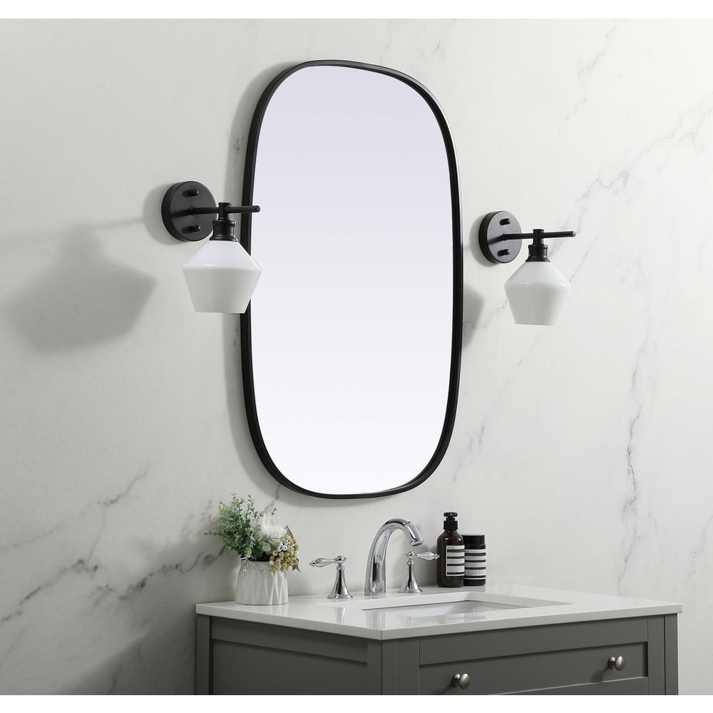 Metal Frame Oval Mirror 24x36 Inch in Black. Picture 2