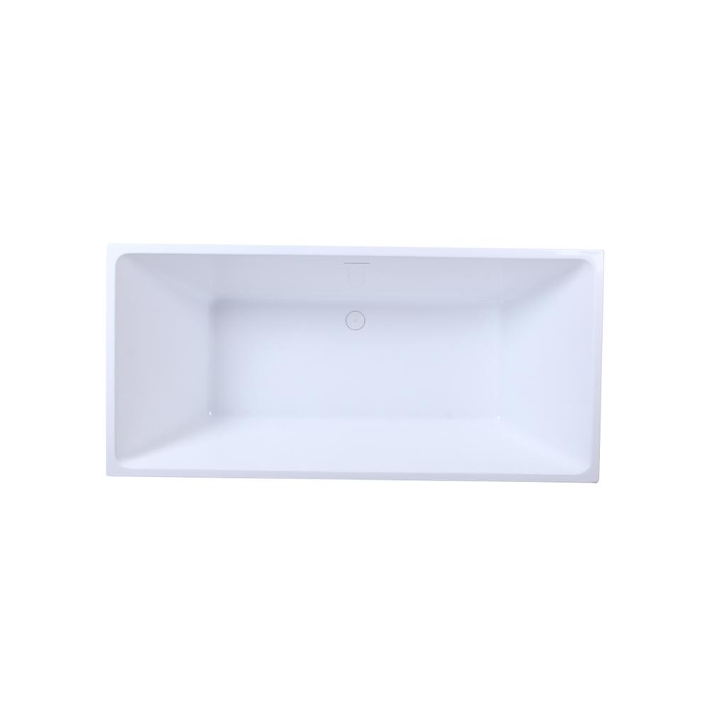 67 inch soaking rectangular bathtub in glossy white. Picture 9