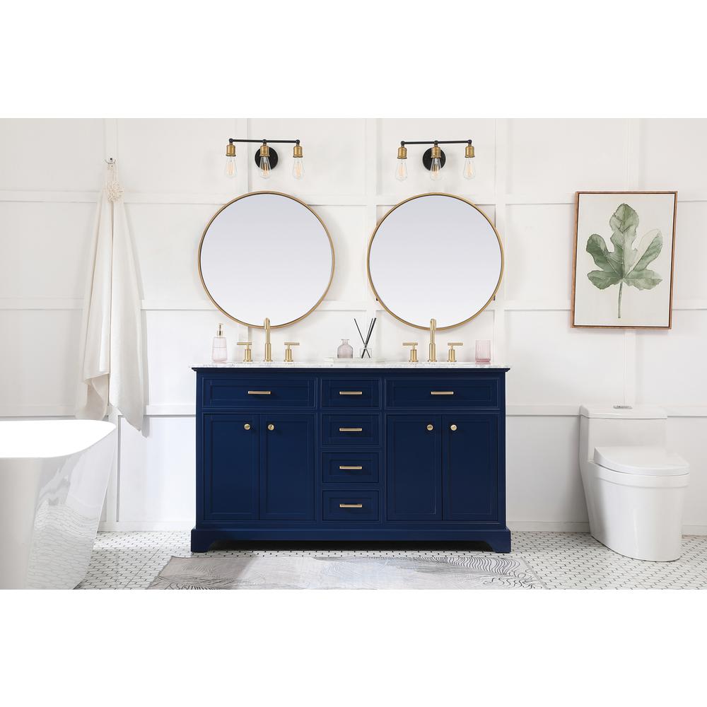 60 inch Single bathroom vanity in Blue. Picture 4