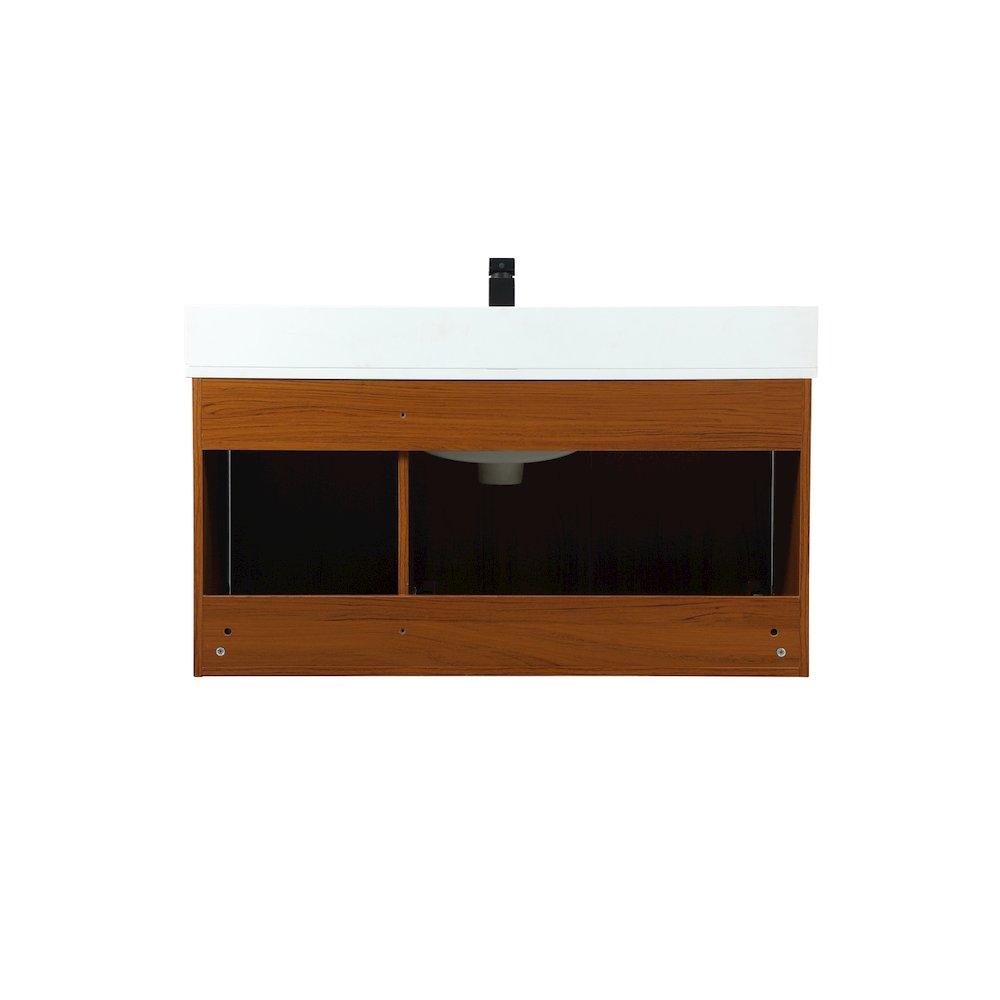 40 Inch Single Bathroom Vanity In Teak With Backsplash. Picture 16