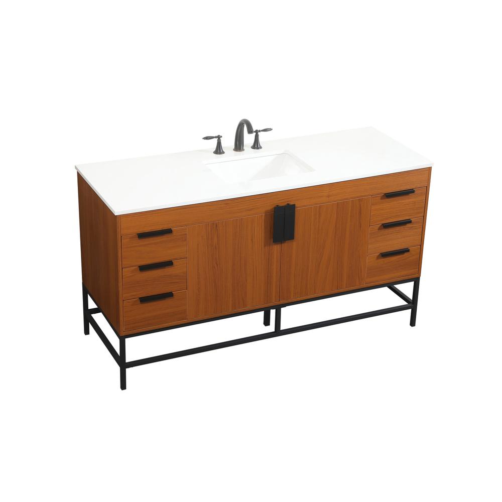 60 inch Single bathroom vanity in teak. Picture 8