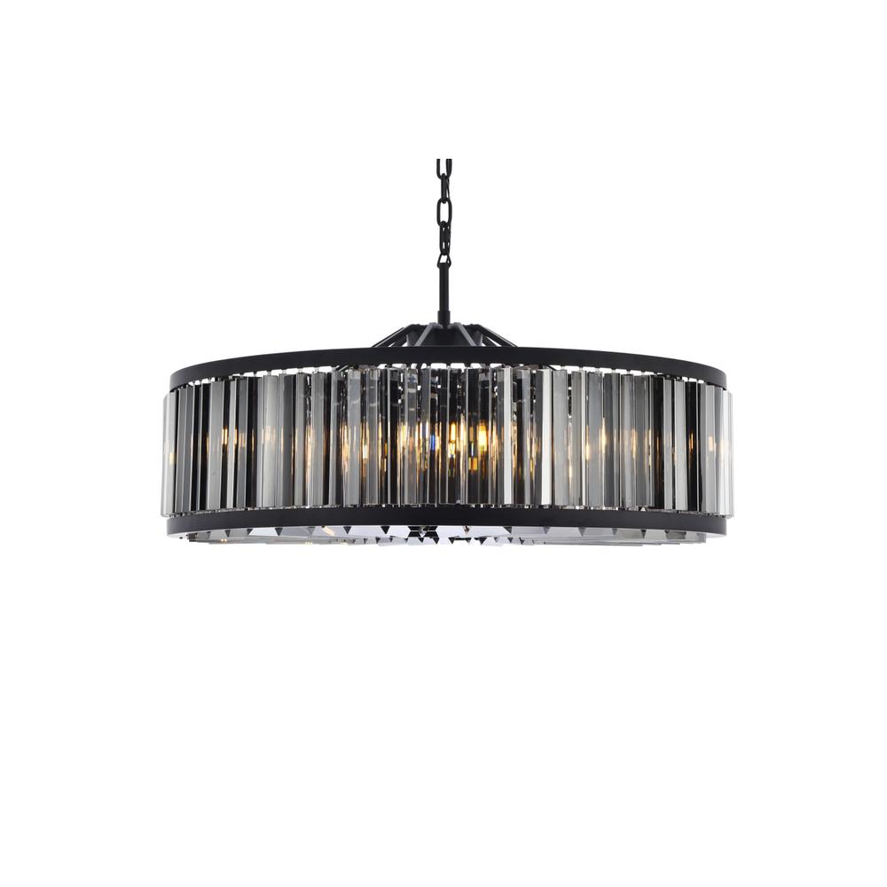 Chelsea 10 light Matte Black Chandelier Silver Shade (Grey) Royal Cut Crystal. Picture 2