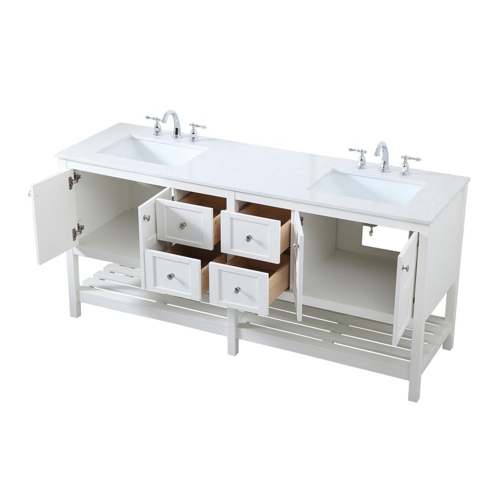 72 inch Double Bathroom Vanity in White. Picture 8