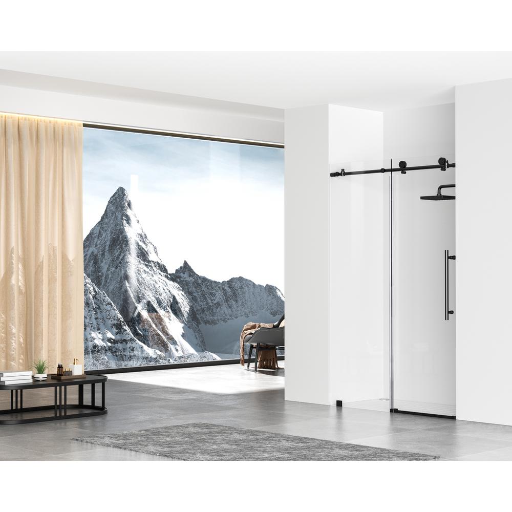 Frameless shower door 48 x 76 Matte Black. Picture 3