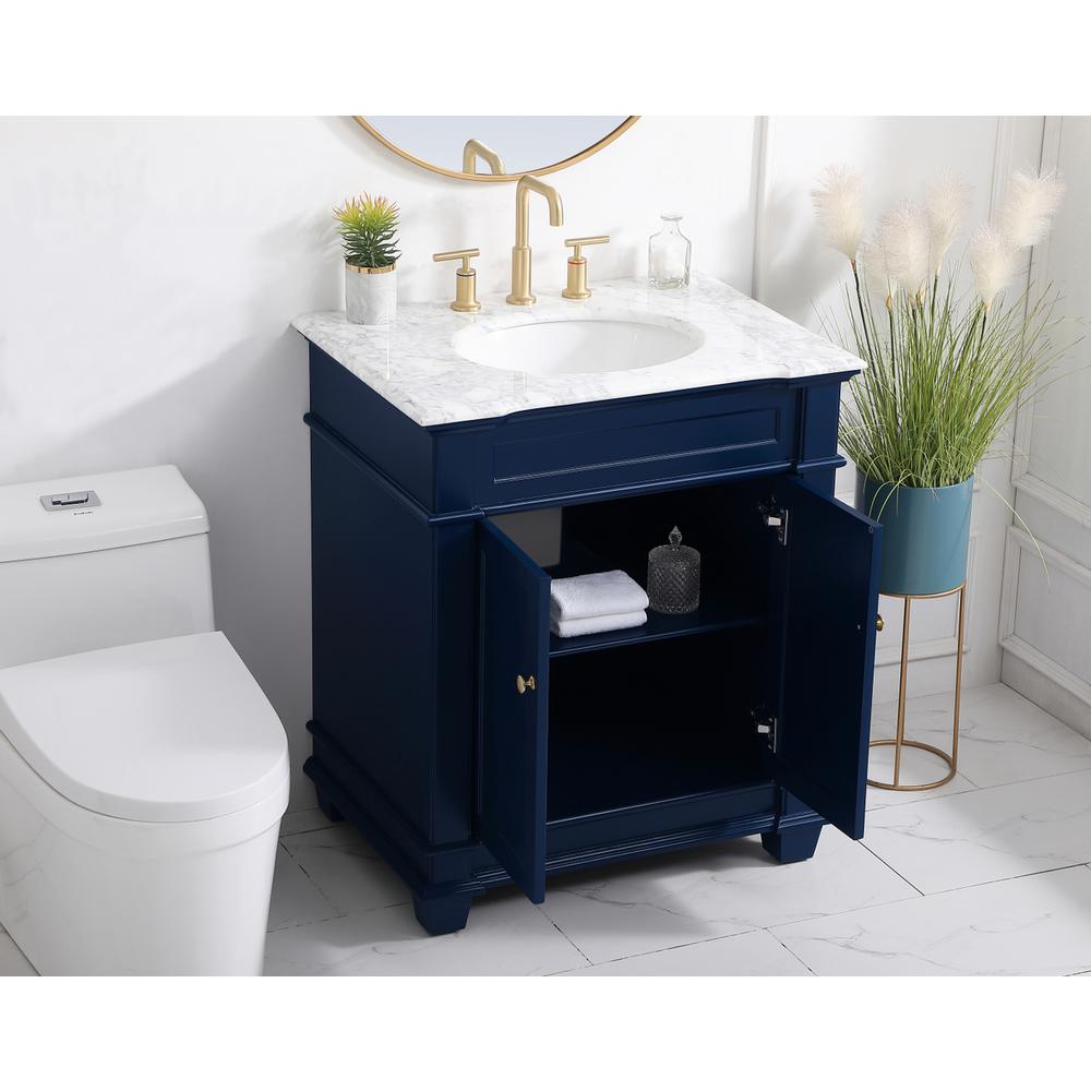 30 inch Single Bathroom Vanity set in Blue. Picture 3