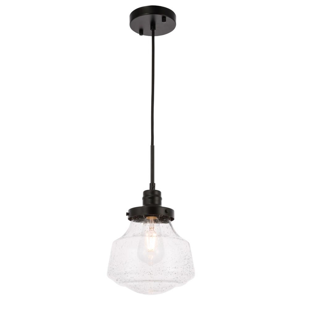 Lyle 1 light Black and Clear seeded glass pendant. Picture 5