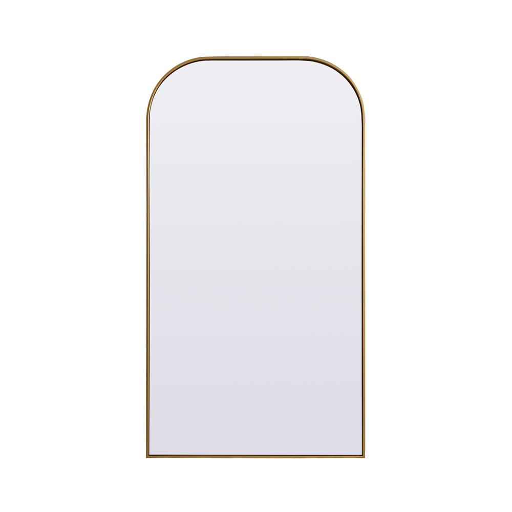 Metal Frame Arch Full Length Mirror 35x66 Inch in Brass. Picture 1