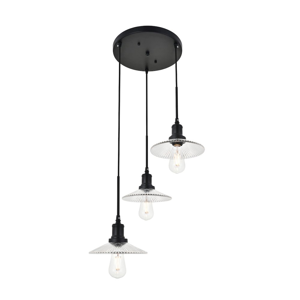 Waltz 3 Light Black Pendant. Picture 7