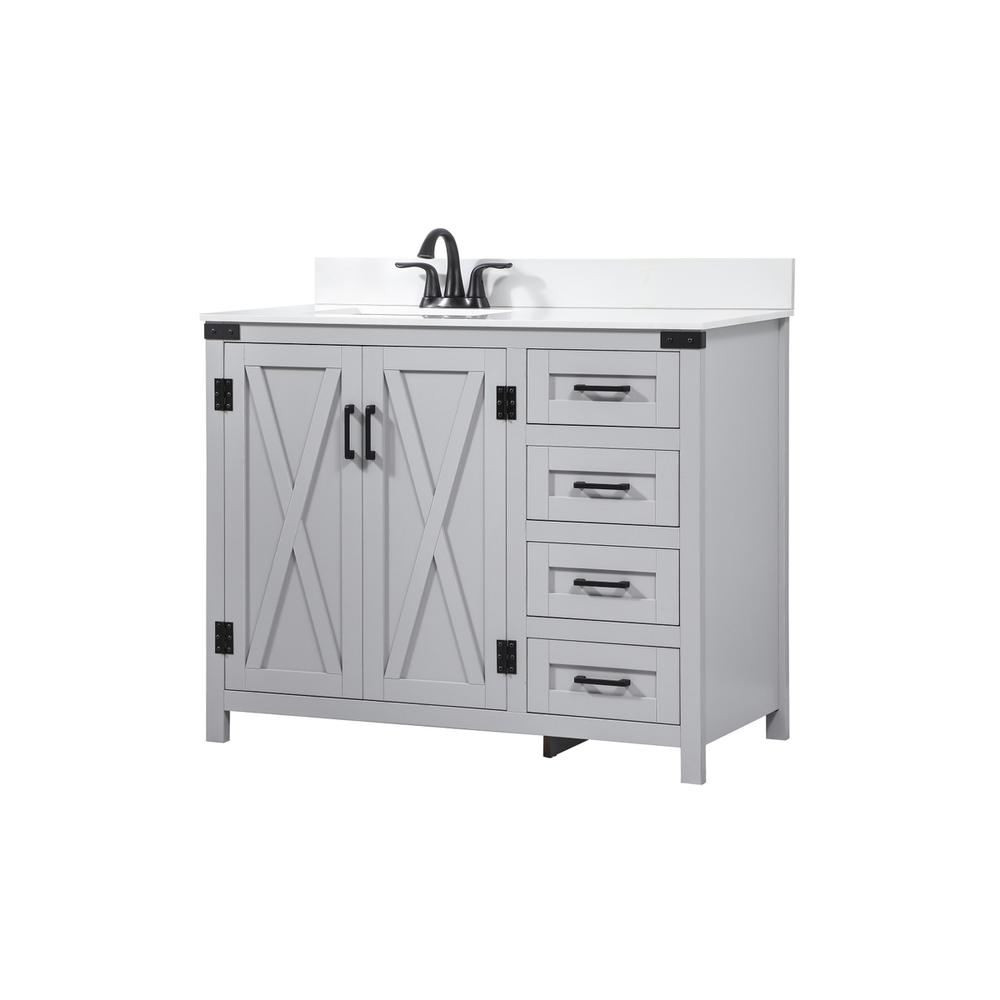42 inch Single bathroom vanity in grey with backsplash. Picture 7