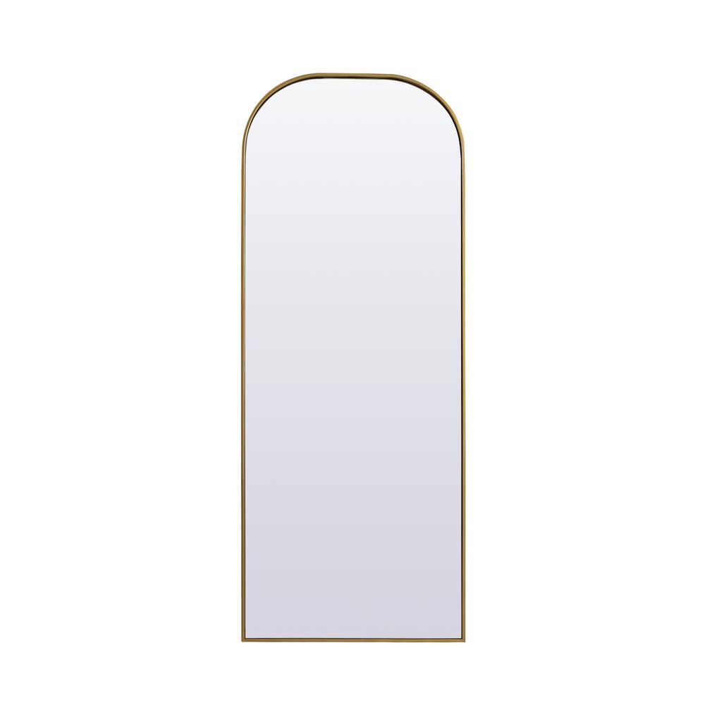 Metal Frame Arch Full Length Mirror 28x74 Inch in Brass. Picture 1
