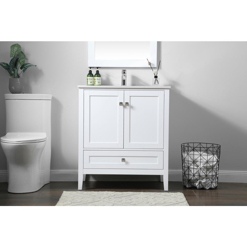 30 Inch SIngle Bathroom Vanity In White. Picture 14
