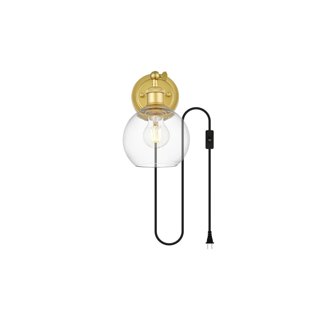 Wesson 1 light Brass and Clear plug in wall sconce. Picture 1