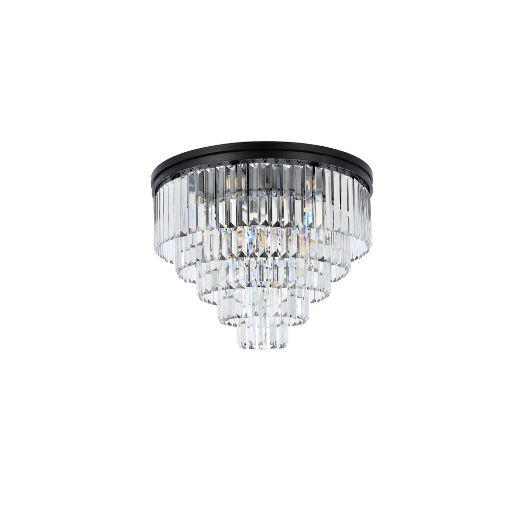 Sydney 17 light Matte Black Flush Mount Clear Royal Cut Crystal. Picture 6