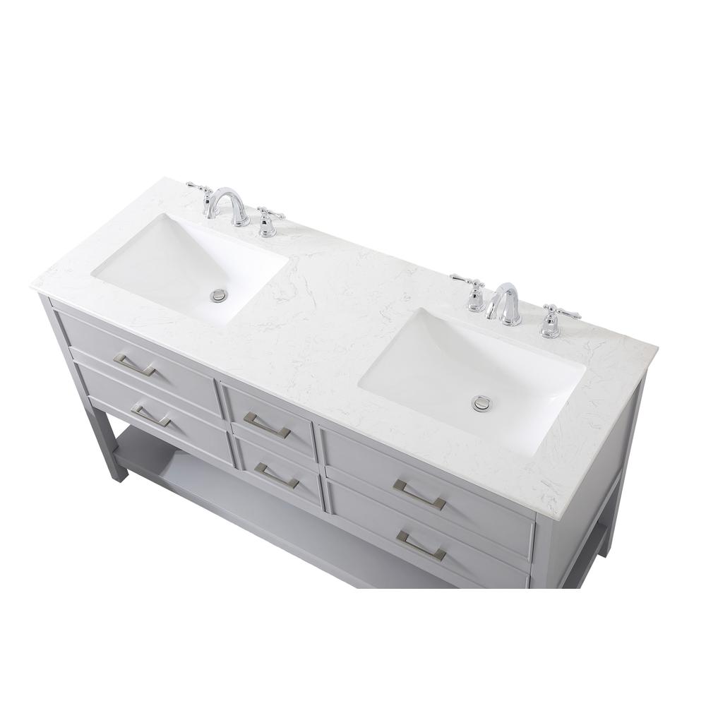 60 inch double bathroom vanity in gray. Picture 10
