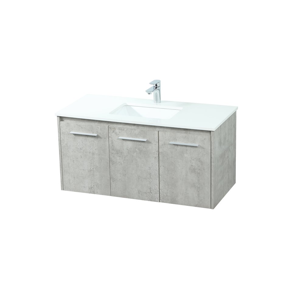 40 Inch Single Bathroom Vanity In Concrete Grey. Picture 9