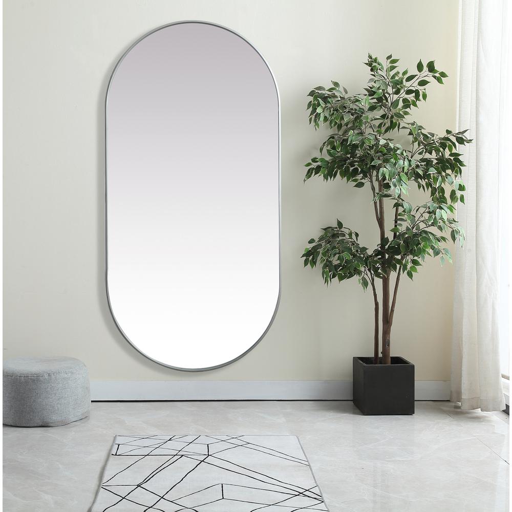 Metal Frame Oval Mirror 36x72 Inch in Silver. Picture 11