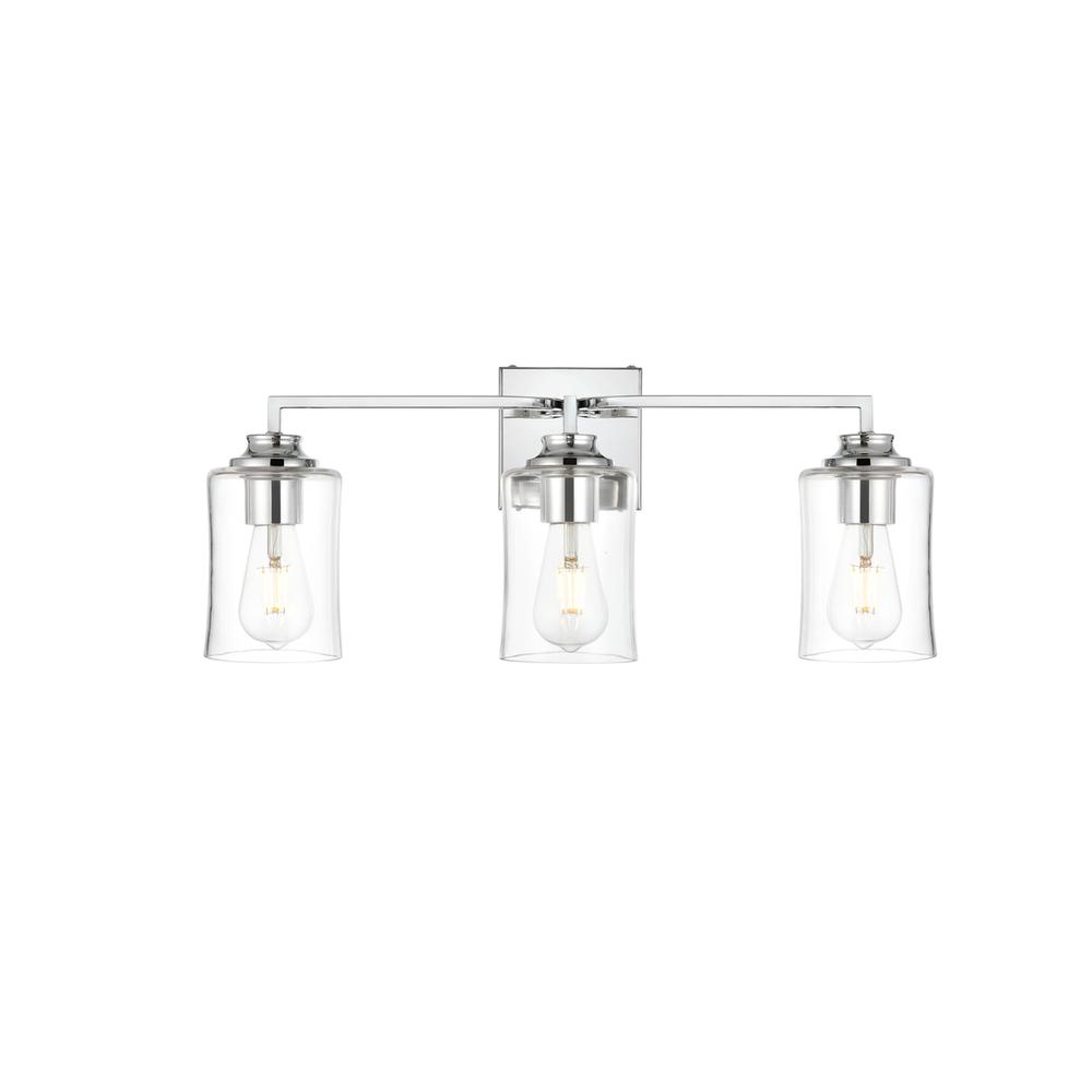 Ronnie 3 light Chrome and Clear Bath Sconce. Picture 1