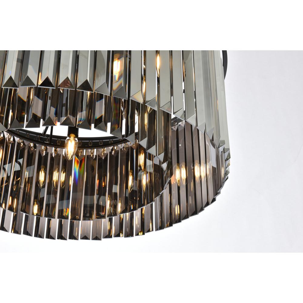 Sydney 8 light Matte Black Flush Mount Silver Shade (Grey) Royal Cut Crystal. Picture 3
