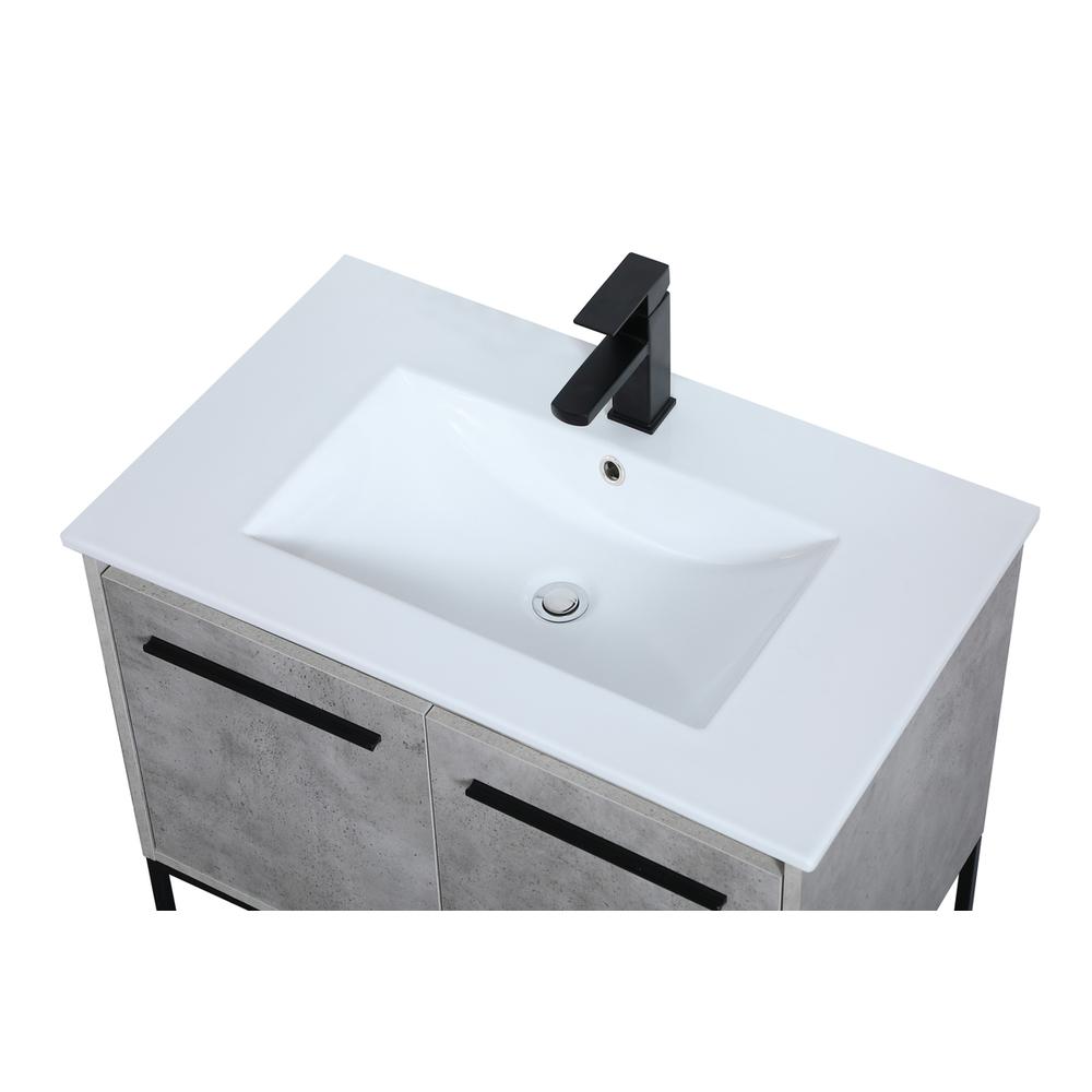 30 inch  Single Bathroom Vanity in Concrete Grey. Picture 11