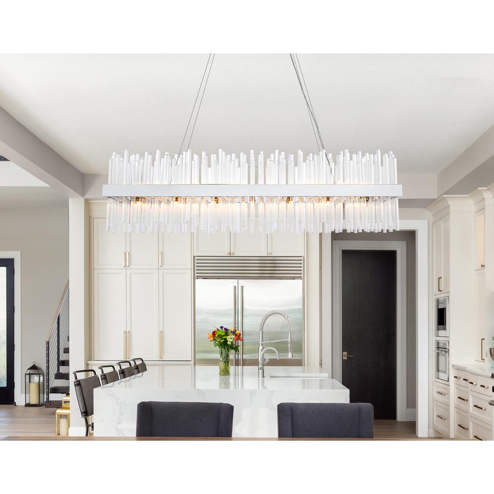 Dallas 48 inch rectangle crystal pendant in chrome. Picture 8