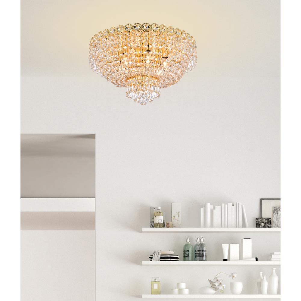 Century 6 light Gold Flush Mount Clear Royal Cut Crystal. Picture 8