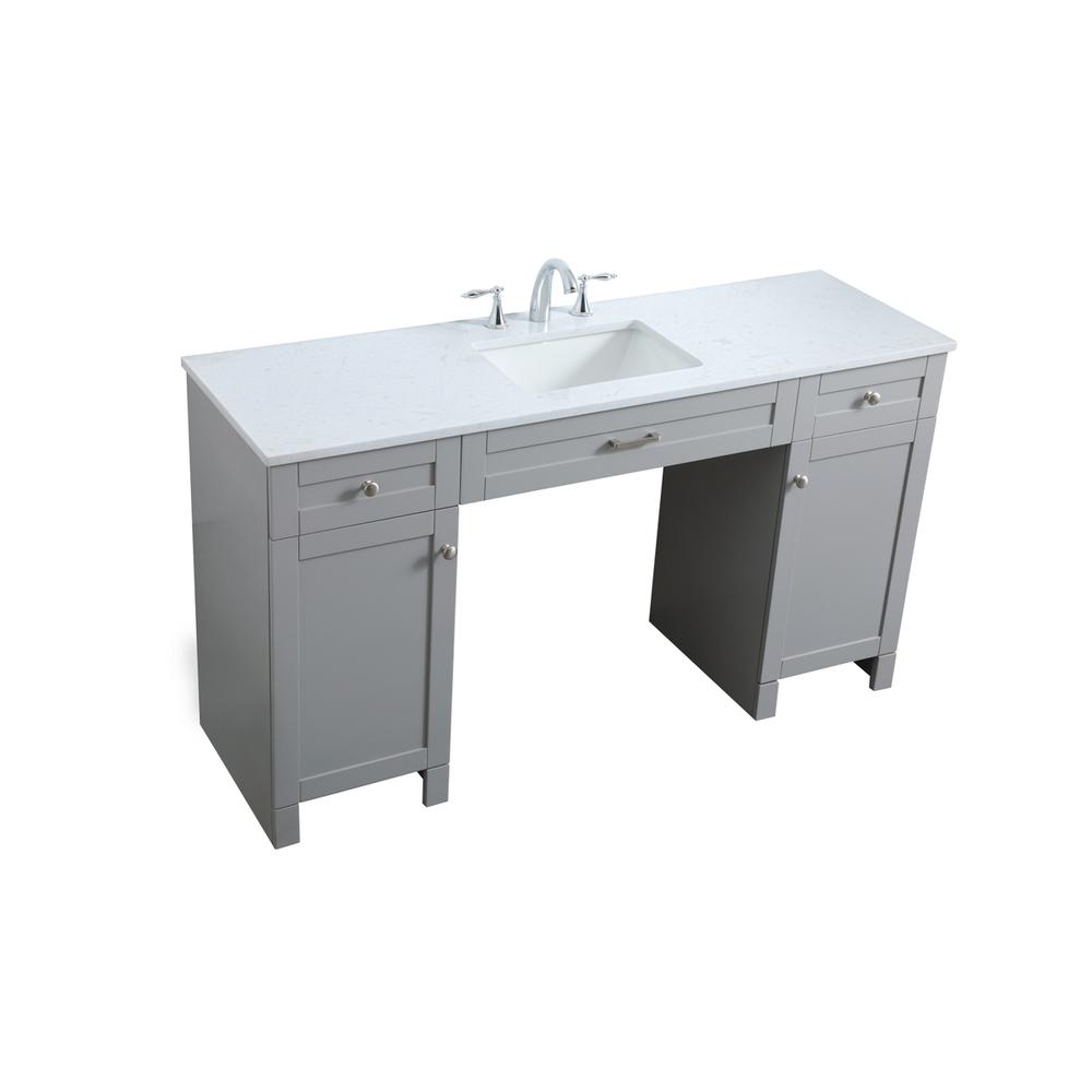 60 Inch ADA Compliant Bathroom Vanity In Grey. Picture 8
